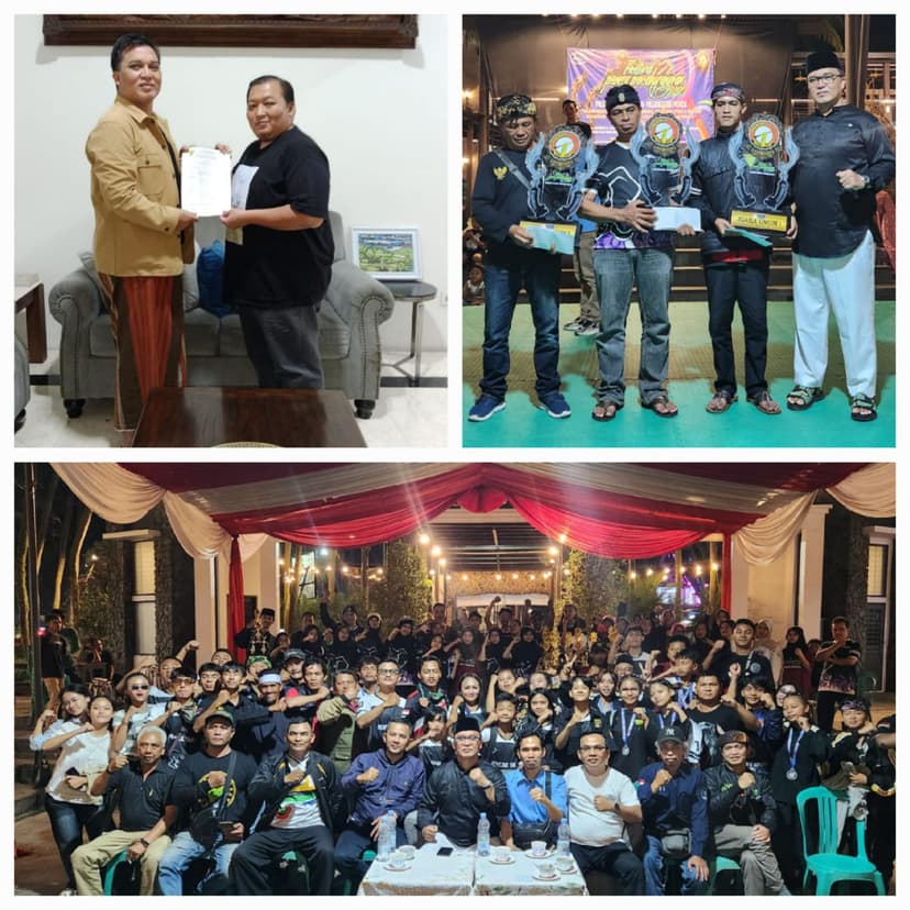 Kang Dadang ( Ketua DPW PPSI Jabar ) dan Kang Galih ( Ketua Umum DPP PPSI ), penyerahan Jawara Umum di Festival Penca Parahyangan