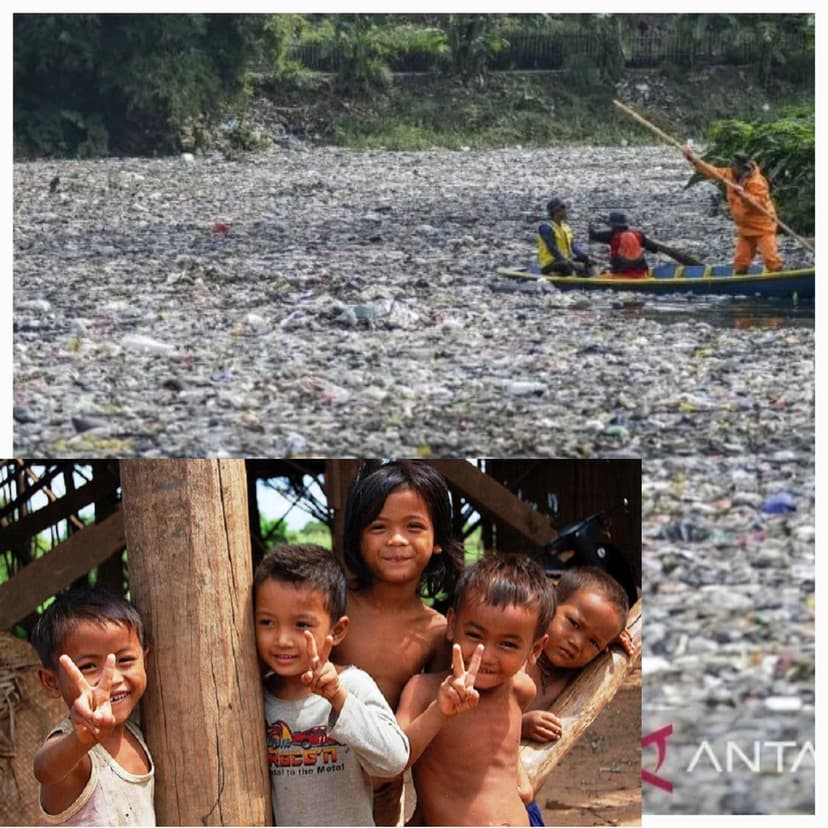 Air, Tanah & Udara Jawa Barat Tercemar : Tumpukan Sampah di Sungai Citarum Lama ( 27/1/2025 )i 