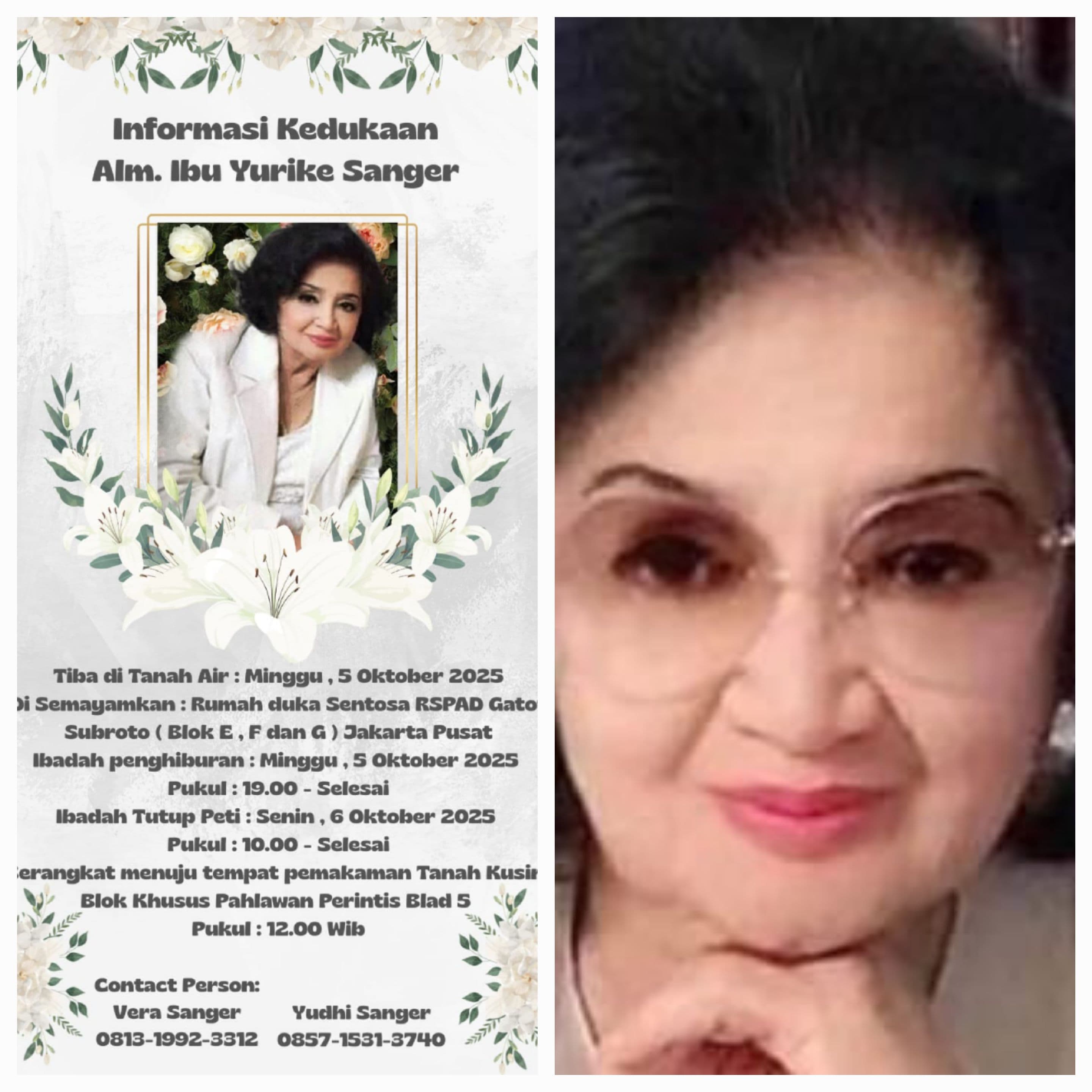 YURIKE SANGER MANTAN ISTRI SOEKARNO YANG MENINGGAL DI AMERIKA SERIKAT